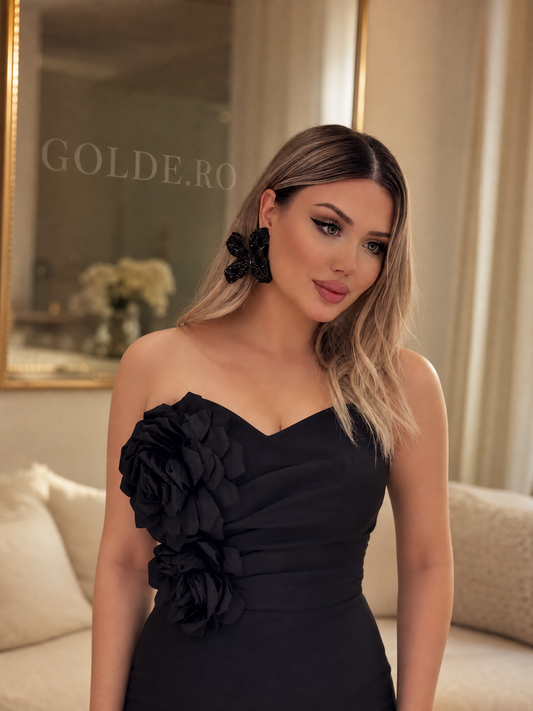 فستان ميدي ضيق بزهور ثلاثية الأبعاد P14 – GOLDÉ، صورة 2